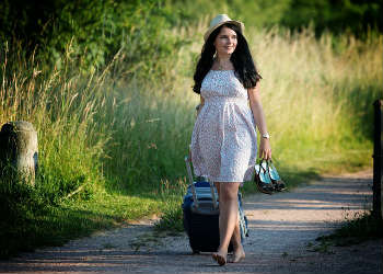 Traveling woman alone